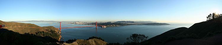 Golden Gate Bridge and San Francisco at sunset